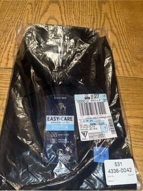 Stafford Dress Shirt Men’s Black Dress Shirt Sz 19 34-35 Stretch NEW
